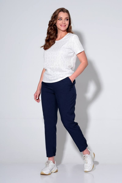 Брюки, жакет, майка Liona Style 755 темно-синий/белый - фото 5