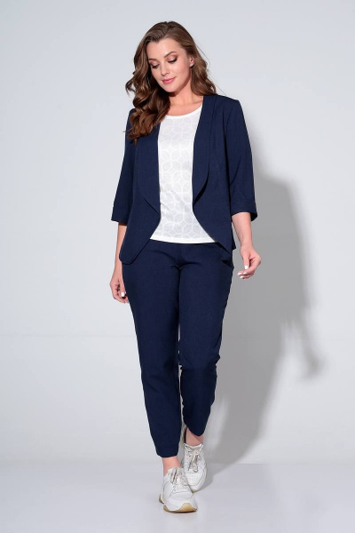 Брюки, жакет, майка Liona Style 755 темно-синий/белый - фото 3