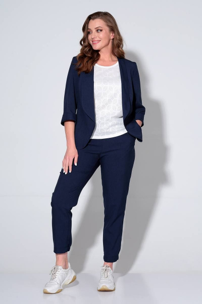 Брюки, жакет, майка Liona Style 755 темно-синий/белый - фото 2