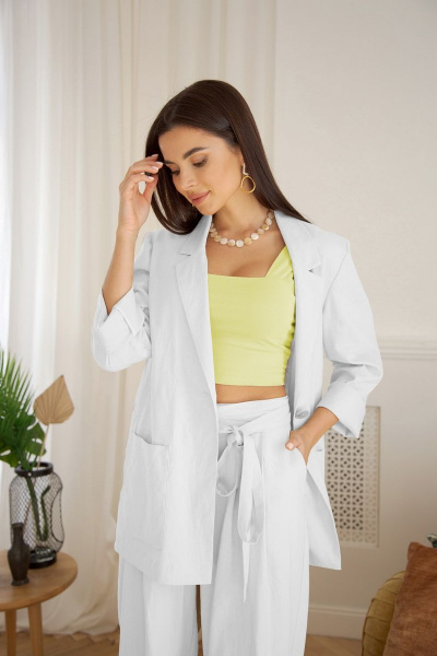 Брюки, жакет, топ LadisLine 1445 белый - фото 4