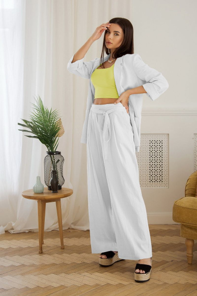 Брюки, жакет, топ LadisLine 1445 белый - фото 1