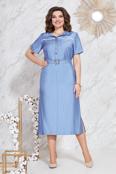 Платье из джинса с браслетным эффектом и разрезами Mira Fashion 5096 - фото 1