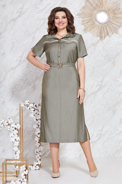 Платье из джинса с эффектом и эффектным декором Mira Fashion 5096-2 - фото 1