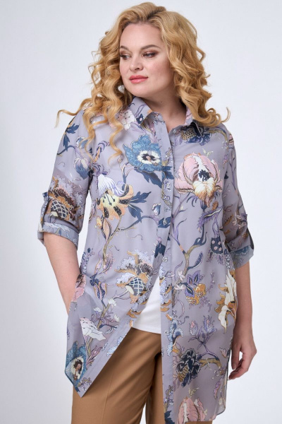 Легкая летняя блуза с цветочным принтом и футболка комплект Angelina & Сo 721 - фото 5