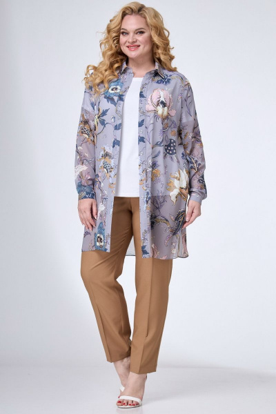 Легкая летняя блуза с цветочным принтом и футболка комплект Angelina & Сo 721 - фото 3