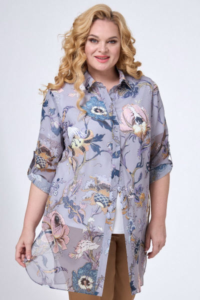 Легкая летняя блуза с цветочным принтом и футболка комплект Angelina & Сo 721 - фото 1