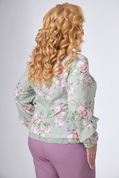 Шифоновая блуза с цветочным принтом и рюшей на рукаве Angelina & Сompany 724 - фото 2