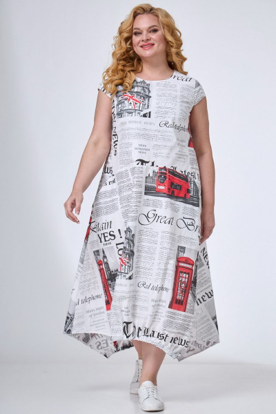 Платье спортивного стиля с принтованной хлопковой тканью Angelina & Сompany 727 - фото 3