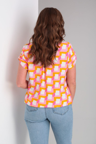 Блуза с кокетками и коротким рукавом из хлопка и вискозы Modema м.214/9 - фото 7