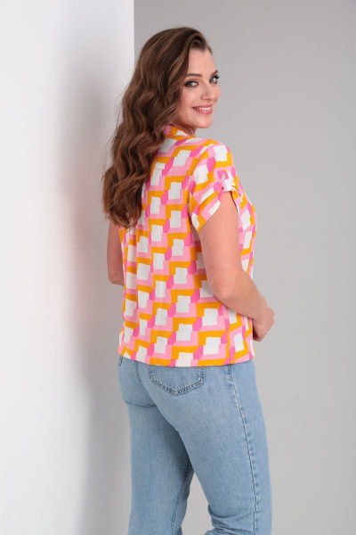 Блуза с кокетками и коротким рукавом из хлопка и вискозы Modema м.214/9 - фото 6