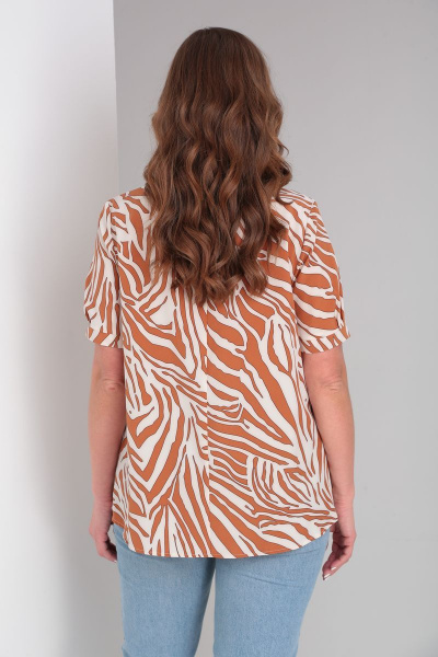 Блуза А-силуэта из вискозы с короткой планкой и рукавами на манжете Modema м.419/6 - фото 7