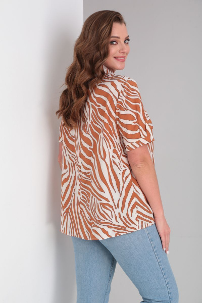Блуза А-силуэта из вискозы с короткой планкой и рукавами на манжете Modema м.419/6 - фото 6