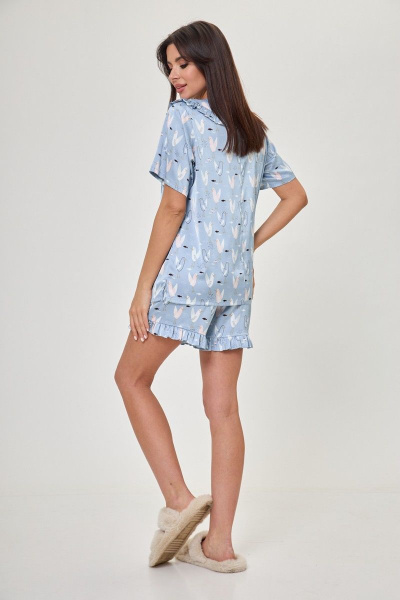 Деловой костюм из текстиля с жилетом и миди юбкой Anelli 1265 голубой - фото 3