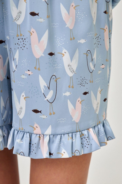 Деловой костюм из текстиля с жилетом и миди юбкой Anelli 1265 голубой - фото 7