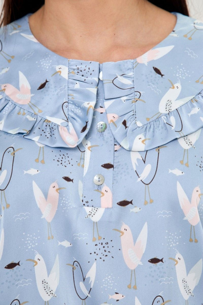 Деловой костюм из текстиля с жилетом и миди юбкой Anelli 1265 голубой - фото 5