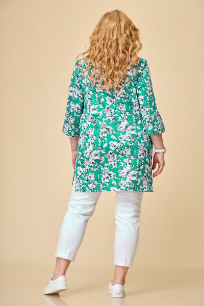 Женский жакет-блуза из хлопкового текстиля с декоративными карманами БелЭльСтиль 756-1 78 22 зеленый - фото 3