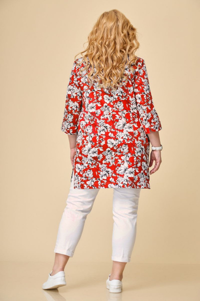 Жакет из хлопка с фигурным низом и разрезами в боковых швах БелЭльСтиль 756-1 78 22 красный - фото 3