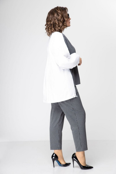 Блуза, брюки EVA GRANT 101 белый+серый_в_полоску - фото 2