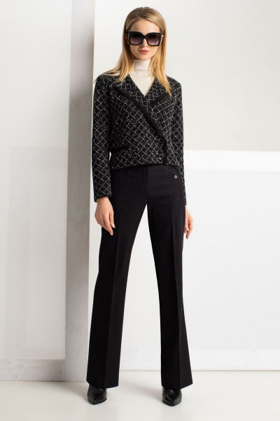 Джемпер полуприлегающего силуэта из трикотажа с декоративными пуговицами Barbara Geratti С1183BG В черный/белый - фото 2