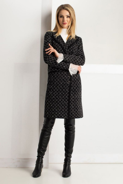 Джемпер полуприлегающего силуэта из трикотажа с декоративными пуговицами Barbara Geratti С1183BG В черный/белый - фото 3