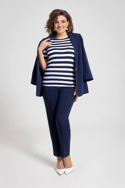 Блуза, брюки, жакет JeRusi 2201 синий - фото 7