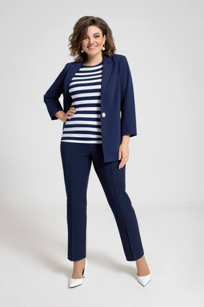 Блуза, брюки, жакет JeRusi 2201 синий - фото 2
