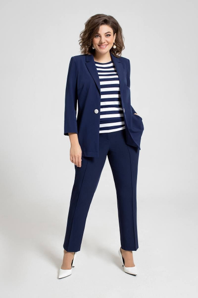 Блуза, брюки, жакет JeRusi 2201 синий - фото 1