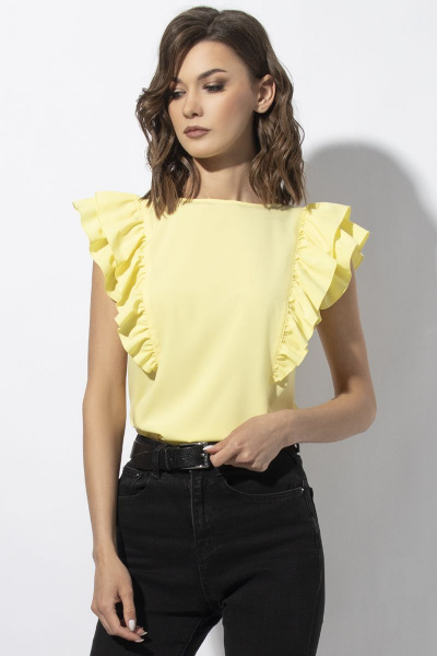 Блуза с рельефами и бантами из текстиля VIZAVI 670 желтый - фото 7