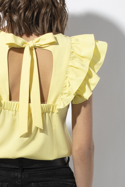 Блуза с рельефами и бантами из текстиля VIZAVI 670 желтый - фото 9