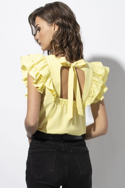 Блуза с рельефами и бантами из текстиля VIZAVI 670 желтый - фото 8