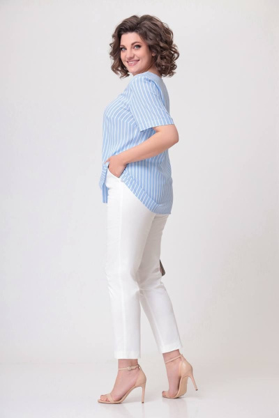 Блуза Swallow 552 бело-голубая_полоса - фото 4
