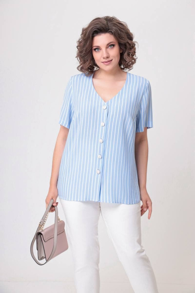 Блуза Swallow 552 бело-голубая_полоса - фото 2