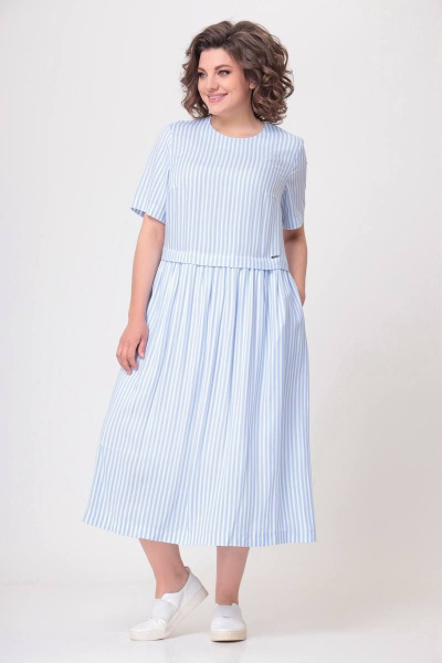 Платье Swallow 548 бело-голубая_полоска - фото 3