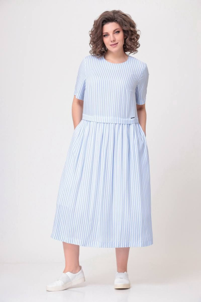 Платье Swallow 548 бело-голубая_полоска - фото 2