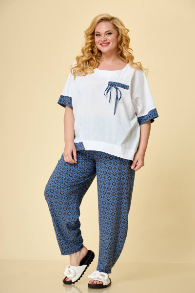 Летний комплект из текстильных блузки и широких брюкт TrikoTex Stil Л1915 /6 - фото 3