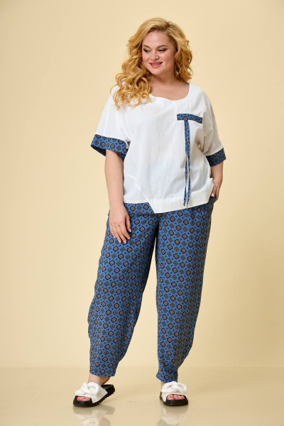 Летний комплект из текстильных блузки и широких брюкт TrikoTex Stil Л1915 /6 - фото 2