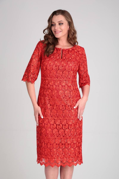 Платье из кружев с атласом и разрезом на спинке Verita 2165 - фото 3