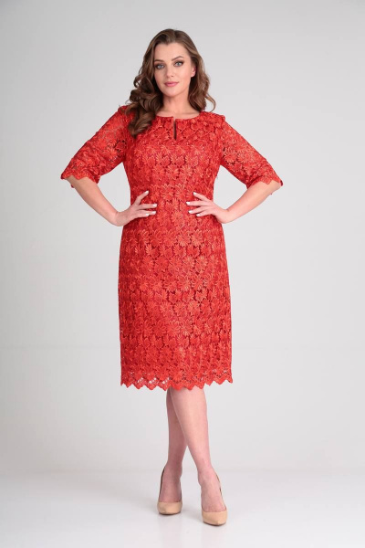 Платье из кружев с атласом и разрезом на спинке Verita 2165 - фото 2