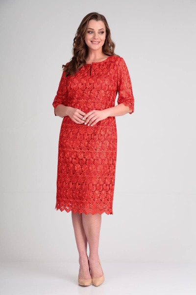 Платье из кружев с атласом и разрезом на спинке Verita 2165 - фото 1