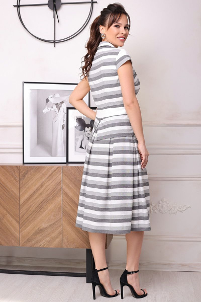 Жакет, юбка Мода Юрс 2352 серый_полоска - фото 3