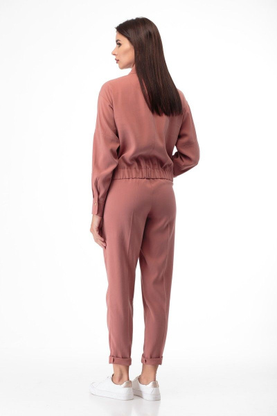 Деловая блуза сафари с карманами из текстиля Anelli 875.1 терракот - фото 3