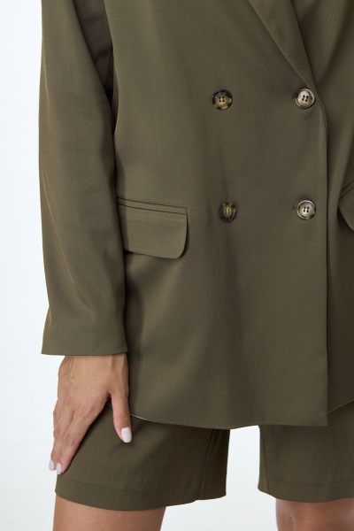 Жакет из вискозы с функциональными карманами и классическим кройом Anelli 1083.1 хаки - фото 6