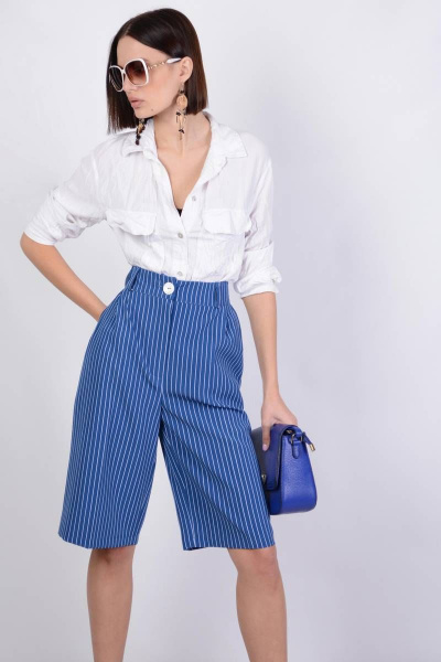 Шорты PATRICIA by La Cafe F15204-1 синий,белый - фото 2