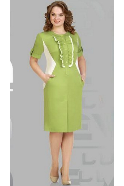 Платье круглый год с зеленым и красным принтом Eva Lux 1434 - фото 1