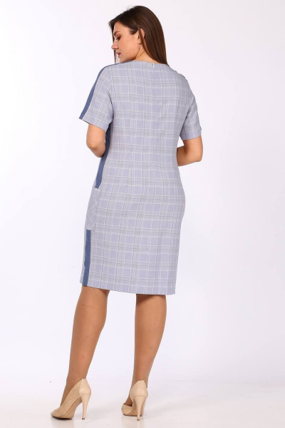 Платье деловое полуприлегающего силуэта с карманами Lady Style Classic 1487/2 синие_тона - фото 3