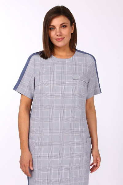 Платье деловое полуприлегающего силуэта с карманами Lady Style Classic 1487/2 синие_тона - фото 2