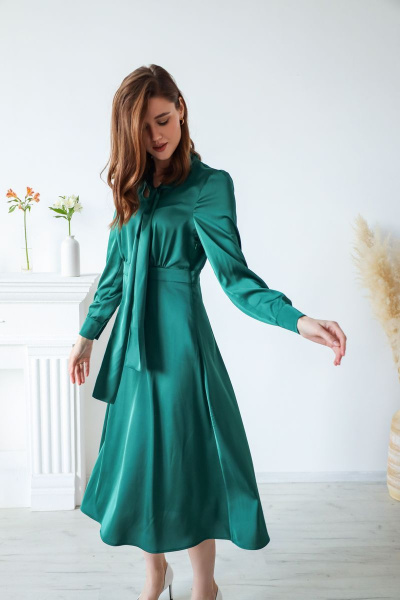 Зеленое платье летнее из текстиля для повседневных и нарядных случаев AURA otd 3082 зеленый - фото 3