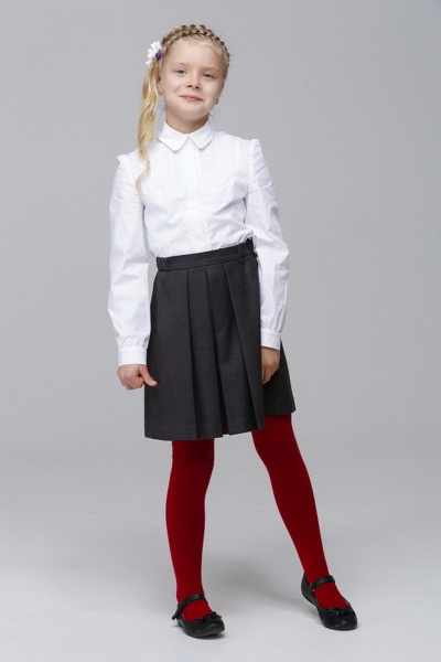 Юбка из костюмной ткани с складками и регулировкой по талии Nova Line Kids M302 серый - фото 1