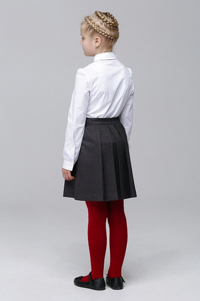 Юбка из костюмной ткани с складками и регулировкой по талии Nova Line Kids M302 серый - фото 2