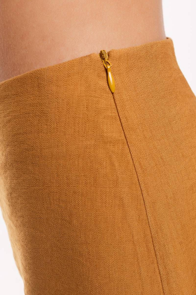 Шорты облегающие короткие из вискозы и текстиля Madech 21179 горчичный - фото 4